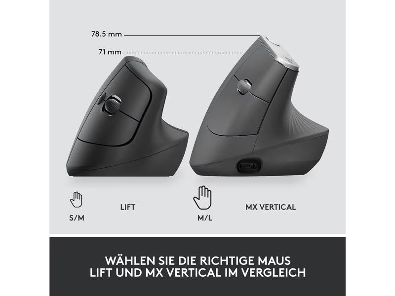 Logitech Ergonomische Maus Lift for Business Graphite Logitech